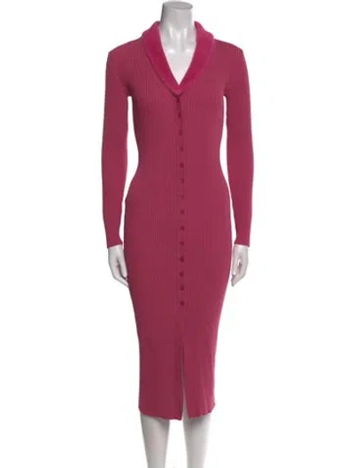 Pre-owned Staud V-neck Midi Length Dress In Pink