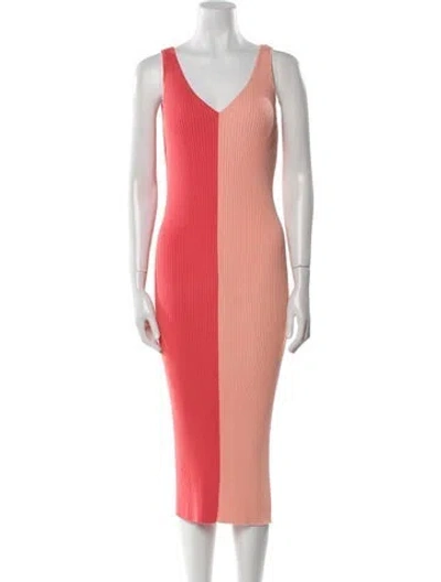 Pre-owned Staud V-neck Midi Length Dress In Pink