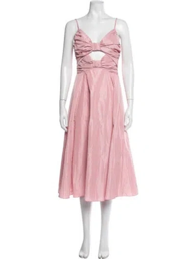 Pre-owned Staud V-neck Midi Length Dress In Pink