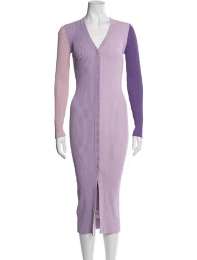Pre-owned Staud V-neck Midi Length Dress In Purple