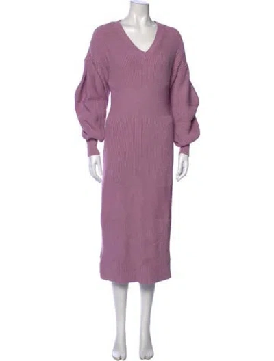 Pre-owned Staud V-neck Midi Length Dress In Purple