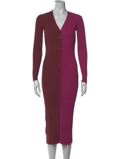 Pre-owned Staud V-neck Midi Length Dress In Red