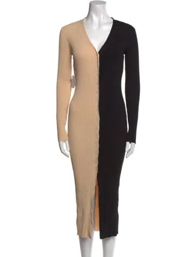 Pre-owned Staud V-neck Midi Length Dress W/ Tags