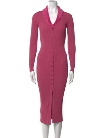 Pre-owned Staud V-neck Midi Length Dress W/ Tags In Pink