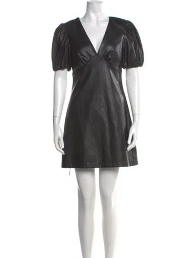 Pre-owned Staud V-neck Mini Dress In Black