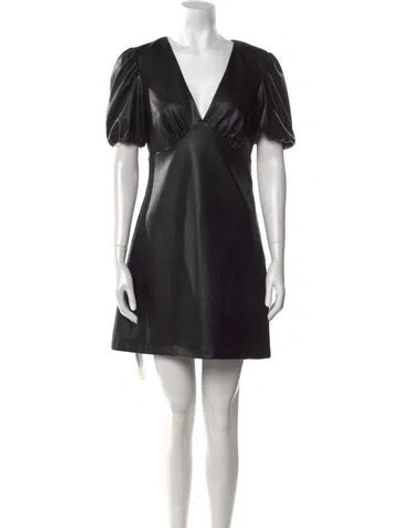 Pre-owned Staud V-neck Mini Dress In Black