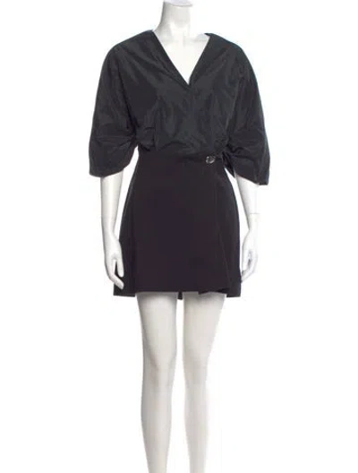Pre-owned Staud V-neck Mini Dress In Black