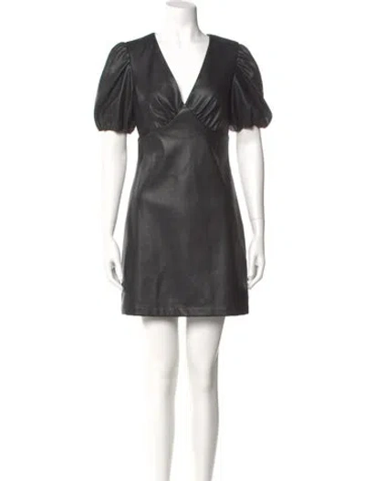 Pre-owned Staud V-neck Mini Dress In Black
