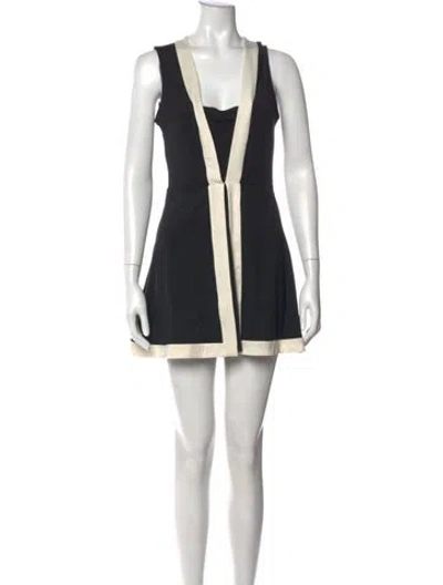 Pre-owned Staud V-neck Mini Dress In Black