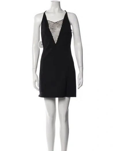 Pre-owned Staud V-neck Mini Dress In Black