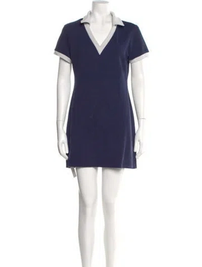 Pre-owned Staud V-neck Mini Dress In Blue