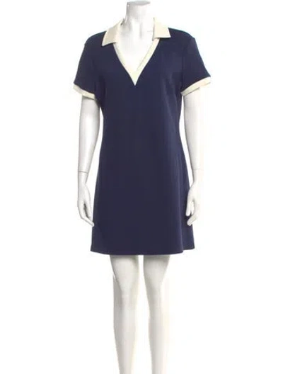 Pre-owned Staud V-neck Mini Dress In Blue