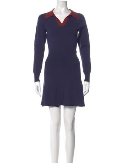 Pre-owned Staud V-neck Mini Dress In Blue