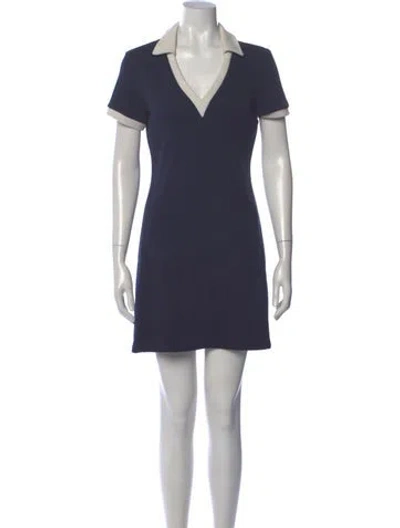 Pre-owned Staud V-neck Mini Dress In Blue