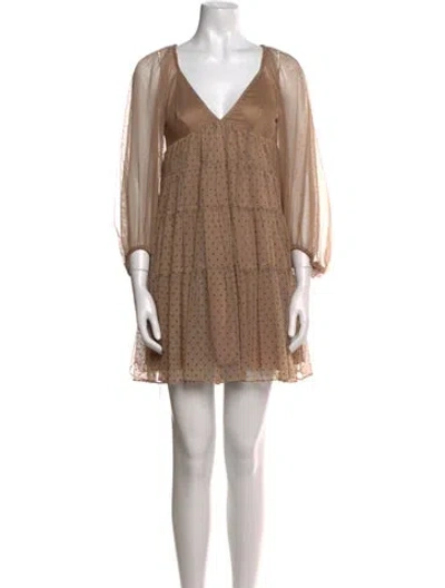Pre-owned Staud V-neck Mini Dress In Brown