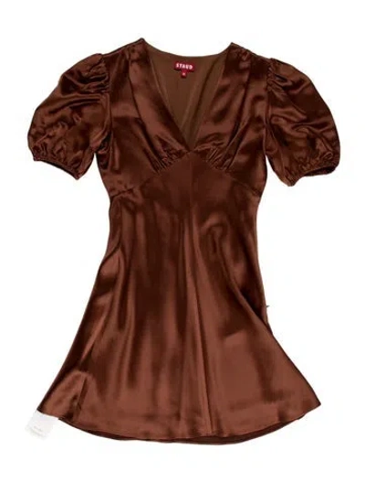 Pre-owned Staud V-neck Mini Dress In Brown