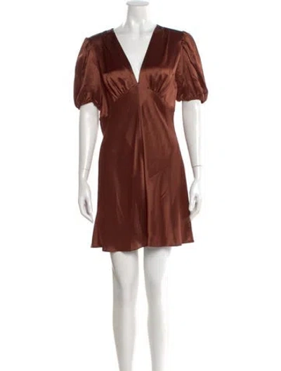 Pre-owned Staud V-neck Mini Dress In Burgundy