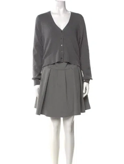 Pre-owned Staud V-neck Mini Dress In Gray