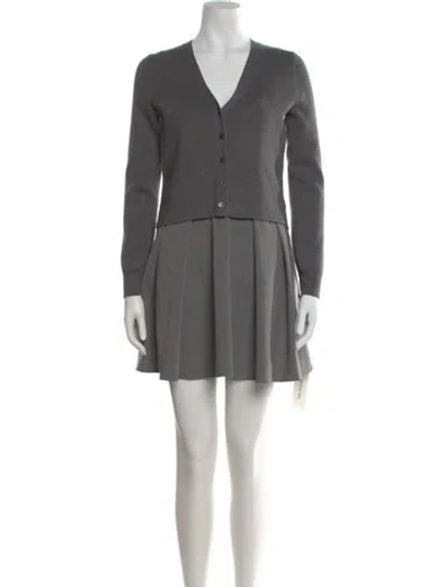 Pre-owned Staud V-neck Mini Dress In Gray