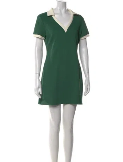 Pre-owned Staud V-neck Mini Dress In Green