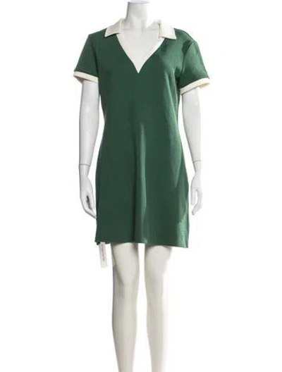 Pre-owned Staud V-neck Mini Dress In Green