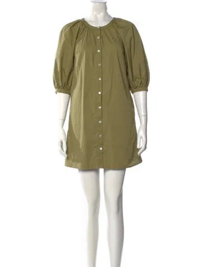 Pre-owned Staud V-neck Mini Dress In Green
