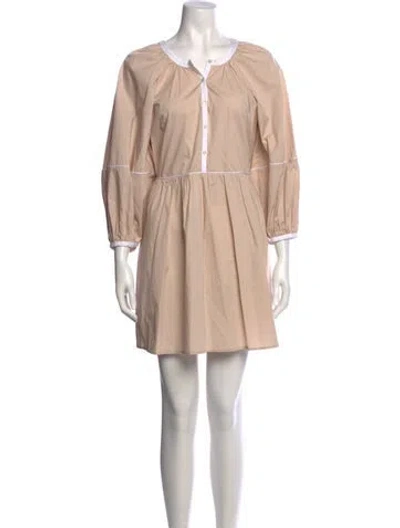 Pre-owned Staud V-neck Mini Dress In Neutral