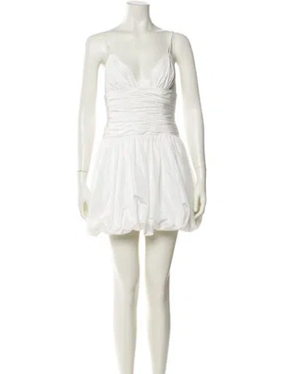 Pre-owned Staud V-neck Mini Dress In Neutral