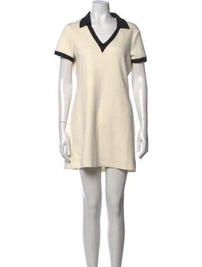 Pre-owned Staud V-neck Mini Dress In Neutral