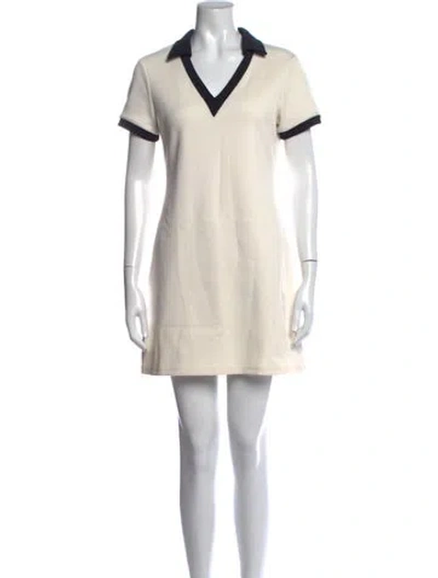 Pre-owned Staud V-neck Mini Dress In Neutrals