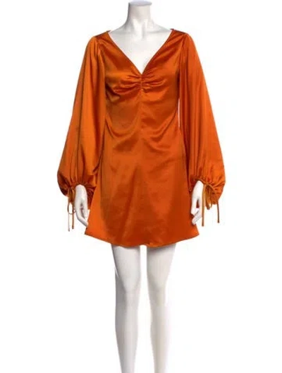 Pre-owned Staud V-neck Mini Dress In Orange