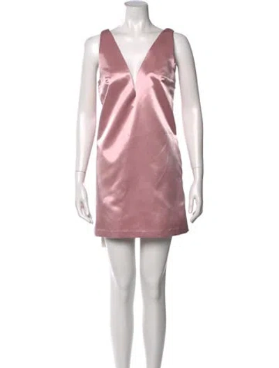 Pre-owned Staud V-neck Mini Dress In Pink