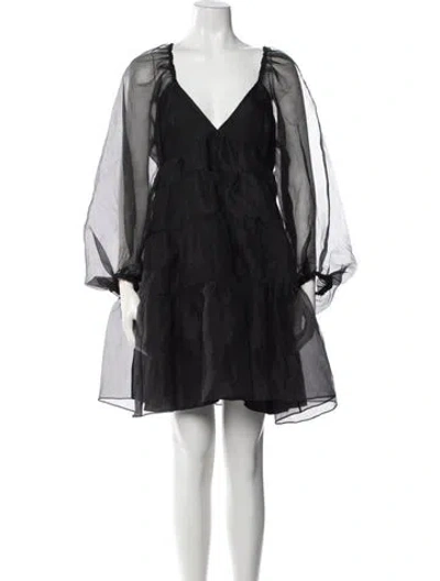 Pre-owned Staud V-neck Mini Dress W/ Tags In Black
