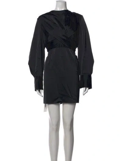 Pre-owned Staud V-neck Mini Dress W/ Tags In Black