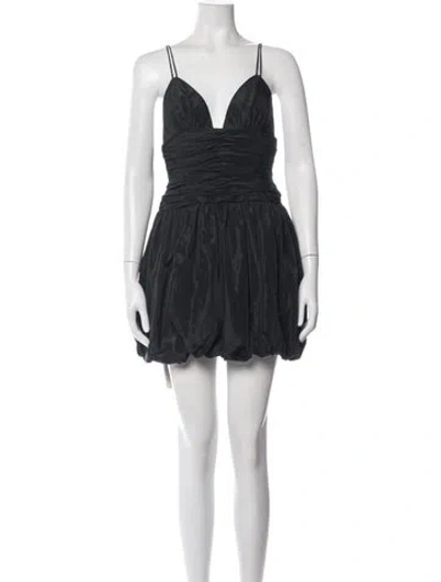 Pre-owned Staud V-neck Mini Dress W/ Tags In Black