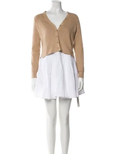Pre-owned Staud V-neck Mini Dress W/ Tags In Neutral