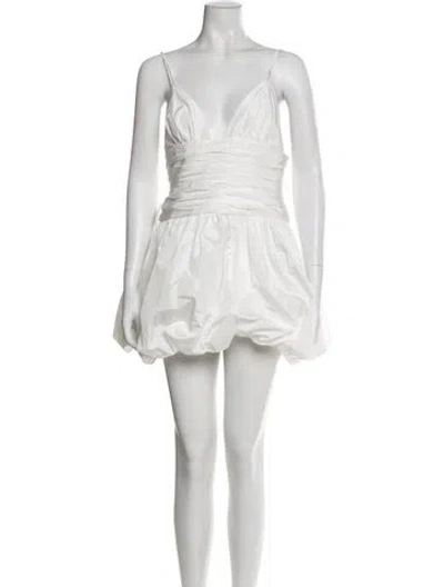 Pre-owned Staud V-neck Mini Dress W/ Tags In White