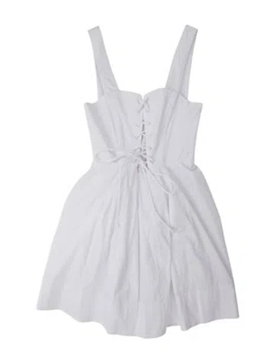 Pre-owned Staud V-neck Mini Dress In White