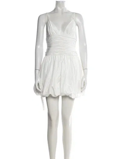 Pre-owned Staud V-neck Mini Dress In White