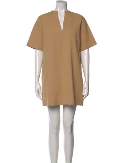 Pre-owned Staud V-neck Mini Dress In Yellow