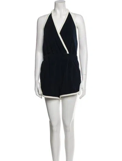 Pre-owned Staud V-neck Romper In Black