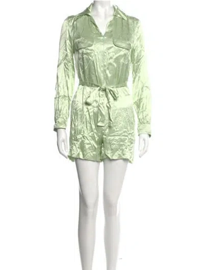 Pre-owned Staud V-neck Romper In Green