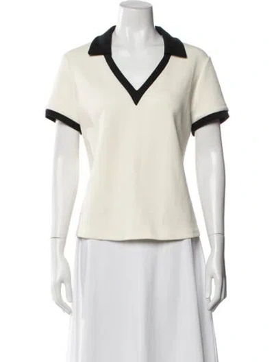Pre-owned Staud V-neck Short Sleeve Polo In Multi