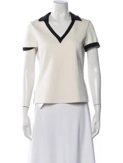 Pre-owned Staud V-neck Short Sleeve Polo In Neutrals