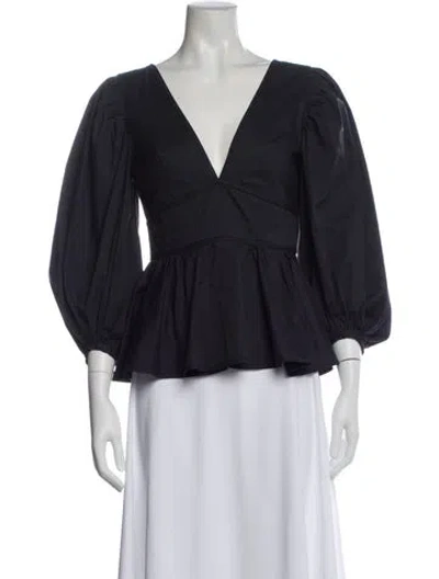 Pre-owned Staud V-neck Short Sleeve Top In Gray