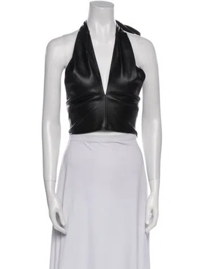 Pre-owned Staud V-neck Sleeveless Crop Top In Black