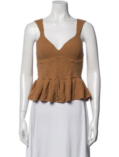 Pre-owned Staud V-neck Sleeveless Crop Top In Green