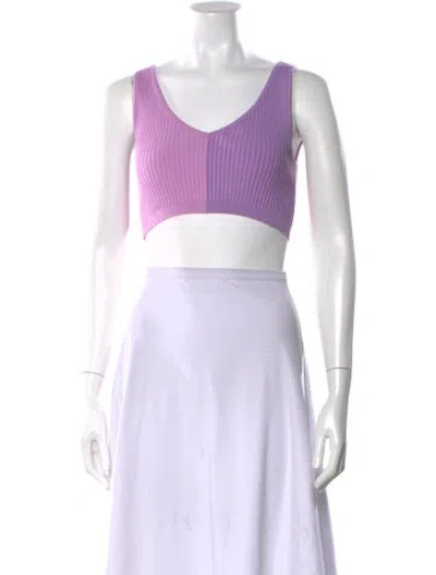 Pre-owned Staud V-neck Sleeveless Crop Top In Multi