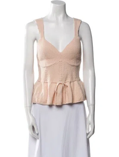 Pre-owned Staud V-neck Sleeveless Crop Top In Neutral