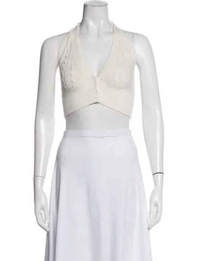 Pre-owned Staud V-neck Sleeveless Crop Top In Neutral